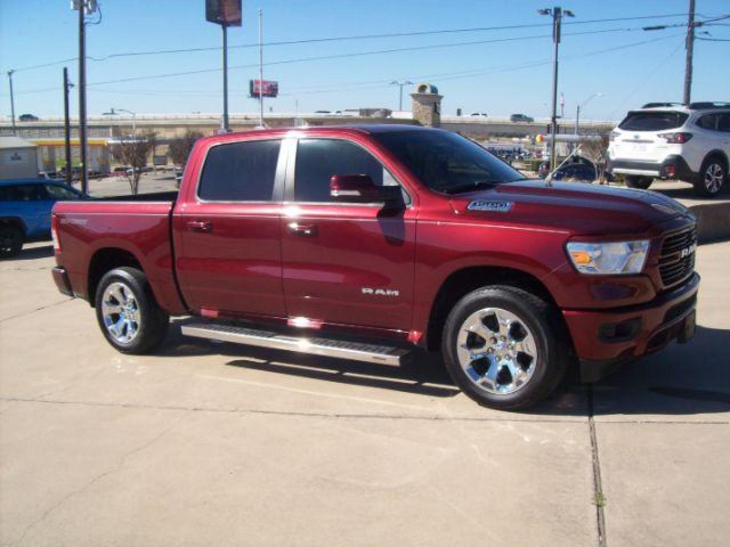 2020 Maroon /Black/Diesel Gray, cloth RAM 1500 Big Horn Crew Cab SWB 2WD (1C6RREFT0LN) with an 5.7L V8 OHV 16V engine, 8-Speed Automatic transmission, located at 605 West Oak Street, West, TX, 76691, (254) 826-5852, 31.803501, -97.098549 - Photo#1